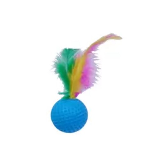 Brinquedo American Pets Bola com Pena Colorida Gatos