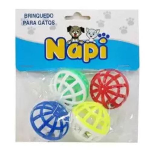 Brinquedo Napi Bola com Guizo Mini com 4 Unidades
