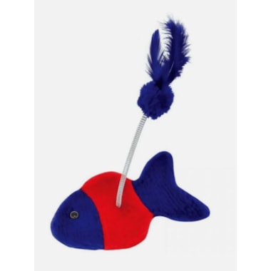 Brinquedo São Pet Peixinho com Mola Gato Azul e Vermelho