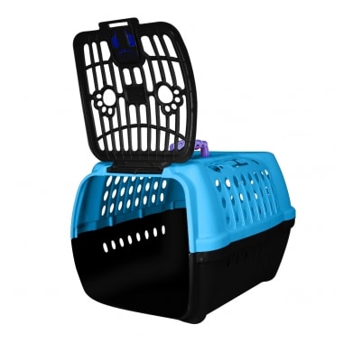 Caixa de Transporte Club Pet Confort Azul Claro com Preto N2