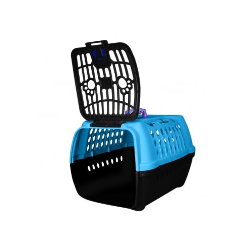 Caixa de Transporte Club Pet Confort Azul Claro com Preto N2
