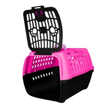 Caixa de Transporte Club Pet Confort Rosa com Preto N2