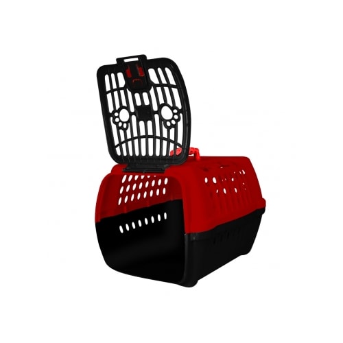 Caixa de Transporte Club Pet Confort Vermelho com Preto N2