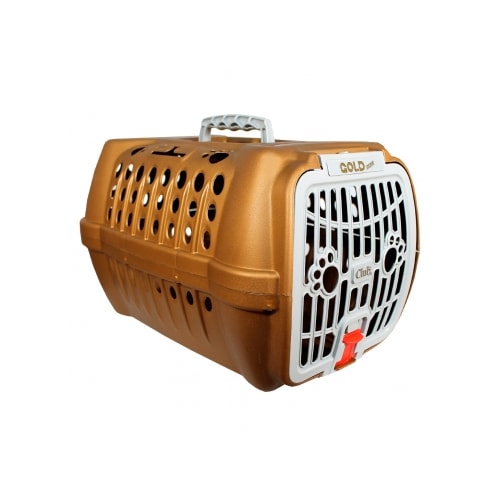 Caixa de Transporte Club Pet Goldmaxx Dourado e Cinza N1