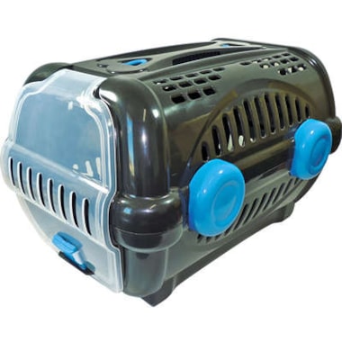 Caixa de Transporte Furacão Pet Luxo Azul com Preto N1