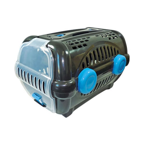 Caixa de Transporte Furacão Pet Luxo Azul com Preto N1