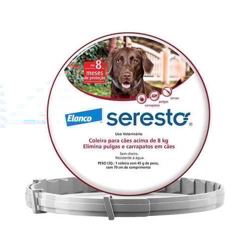 Coleira Antipulgas e Carrapatos Seresto - acima de 8kg