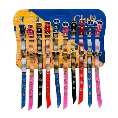 Coleira Club Pet com Strass e Pingente N2 - Unidade