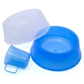 Comedouro Bebedouro e Copo Dosador Lilopety Azul e Branco Pequeno