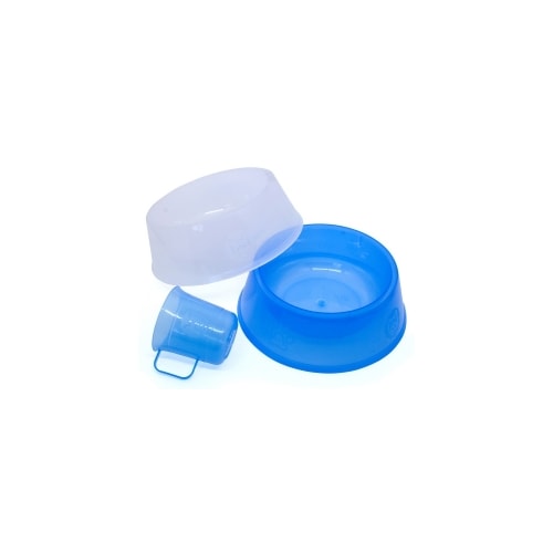 Comedouro Bebedouro e Copo Dosador Lilopety Azul e Branco Pequeno