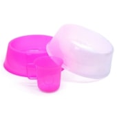 Comedouro Bebedouro e Copo Dosador Lilopety Rosa e Branco Médio