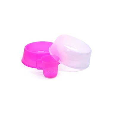 Comedouro Bebedouro e Copo Dosador Lilopety Rosa e Branco Médio
