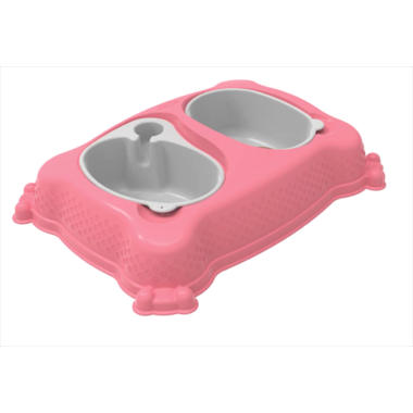 Comedouro Bebedouro Plast Pet New Pratic Rosa Pequeno