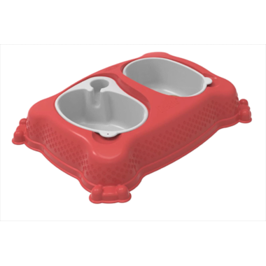 Comedouro Bebedouro Plast Pet New Pratic Vermelho Pequeno