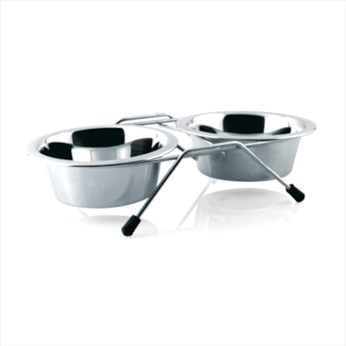 Comedouro Chalesco Inox Duplo com Suporte N4