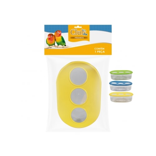 Comedouro Club Pet com Três Furos Cristal Grande