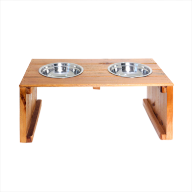 Comedouro House e Garden Duplo com Suporte Madeira 1,1L N1
