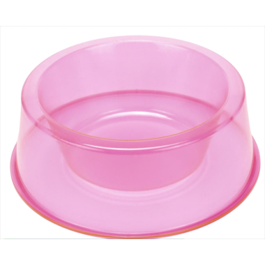 Comedouro Pet Toys Filhotes Simples Rosa Transparente 300ml