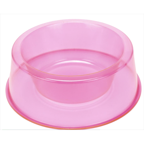 Comedouro Pet Toys Filhotes Simples Rosa Transparente 300ml