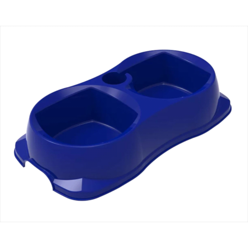 Comedouro Plast Pet Duplo Zooplast Azul Pequeno