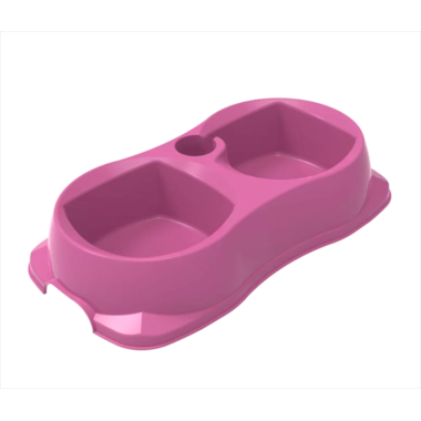 Comedouro Plast Pet Duplo Zooplast Rosa Pequeno