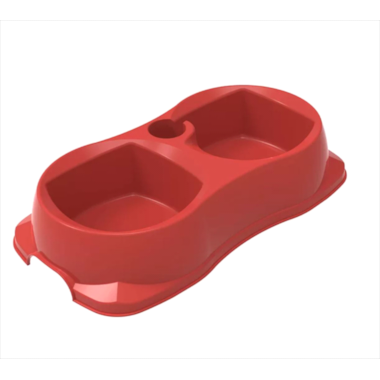 Comedouro Plast Pet Duplo Zooplast Vermelho Pequeno