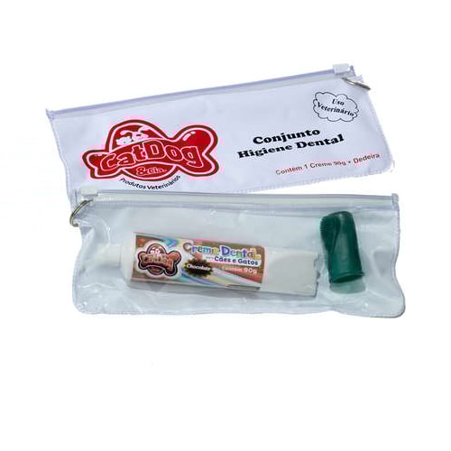 Conjunto Cat Dog Higiene Bucal - Chocolate