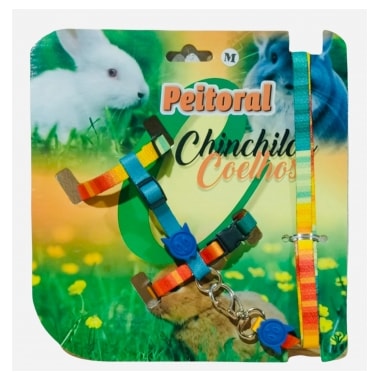 Conjunto Club Pet Guia e Peitoral Luxo Coelhos Médio
