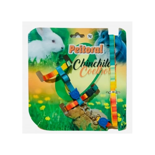 Conjunto Club Pet Guia e Peitoral Luxo Coelhos Médio