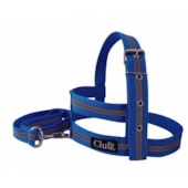 Conjunto Club Pet Guia e Peitoral Refletivo Azul Gigante