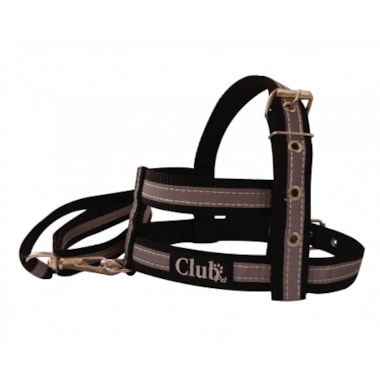 Conjunto Club Pet Guia e Peitoral Refletivo Preto Pequeno
