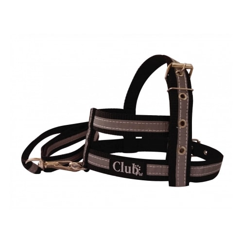 Conjunto Club Pet Guia e Peitoral Refletivo Preto Pequeno