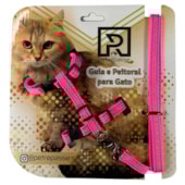 Conjunto Club Pet Guia e Peitoral Seda Ajustável Gatos