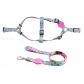 Conjunto Club Pet Guia e Peitoral Seda Crush Grande