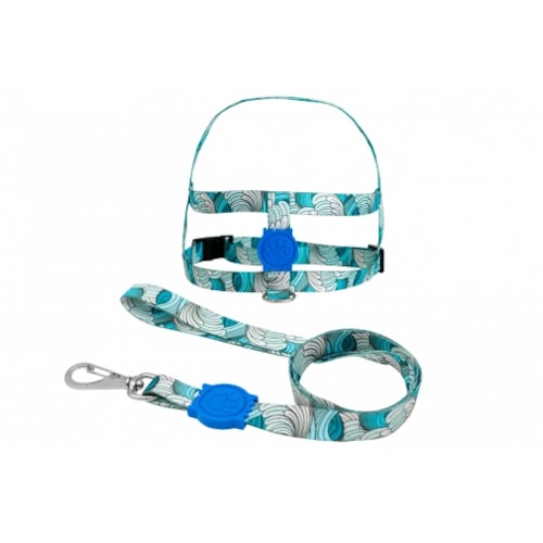 Conjunto Club Pet Guia e Peitoral Seda Pop Grande