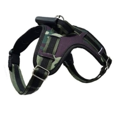 Conjunto Club Pet Guia e Peitoral Tático Ajustável Camuflado Pequeno
