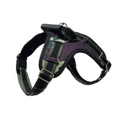 Conjunto Club Pet Guia e Peitoral Tático Ajustável Camuflado Pequeno