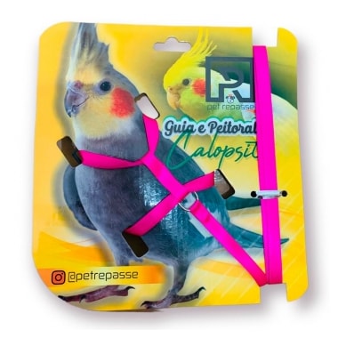 Conjunto Pet Repasse Guia e Peitoral Seda Calopsitas