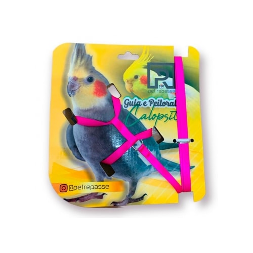 Conjunto Pet Repasse Guia e Peitoral Seda Calopsitas
