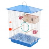 Gaiola Vivo Pet Arame Periquito Branca e Azul