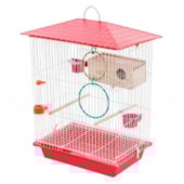 Gaiola Vivo Pet Arame Periquito Branca e Vermelha