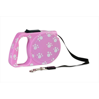 Guia Retrátil Savana Nylon Patinhas Rosa 3m - 10kg