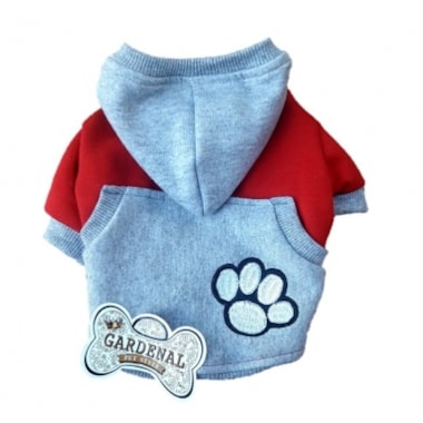Jaqueta Club Pet Moletom com Pata e Bolso Vermelho Grande