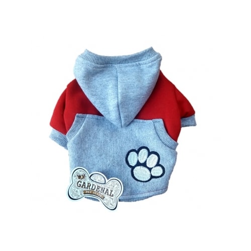 Jaqueta Club Pet Moletom com Pata e Bolso Vermelho Grande