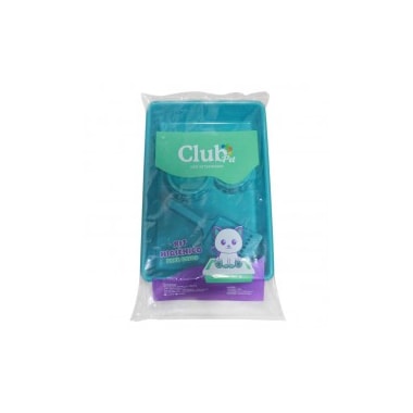 Kit Bandeja Higiênica + Pá Higiênica + Comedouro Club Pet Azul