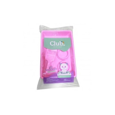 Kit Bandeja Higiênica + Pá Higiênica + Comedouro Club Pet Rosa