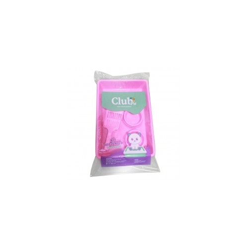 Kit Bandeja Higiênica + Pá Higiênica + Comedouro Club Pet Rosa