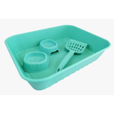 Kit Bandeja Higiênica + Pá Higiênica + Comedouro Club Pet Verde