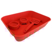 Kit Bandeja Higiênica + Pá Higiênica + Comedouro Club Pet Vermelho