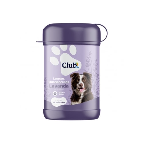 Lenços Umedecidos Club Pet Cães Lavanda Limpeza Suave com 75 Unidades